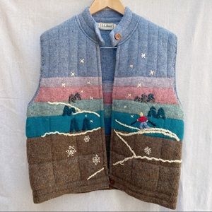 VTG 60s LL Bean Embroidered Colorblock Winter Vest